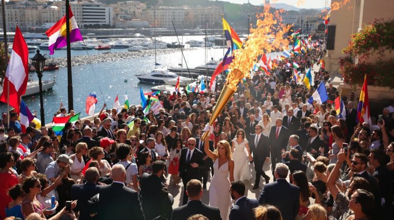 l'arrivée de la flamme à Marseille